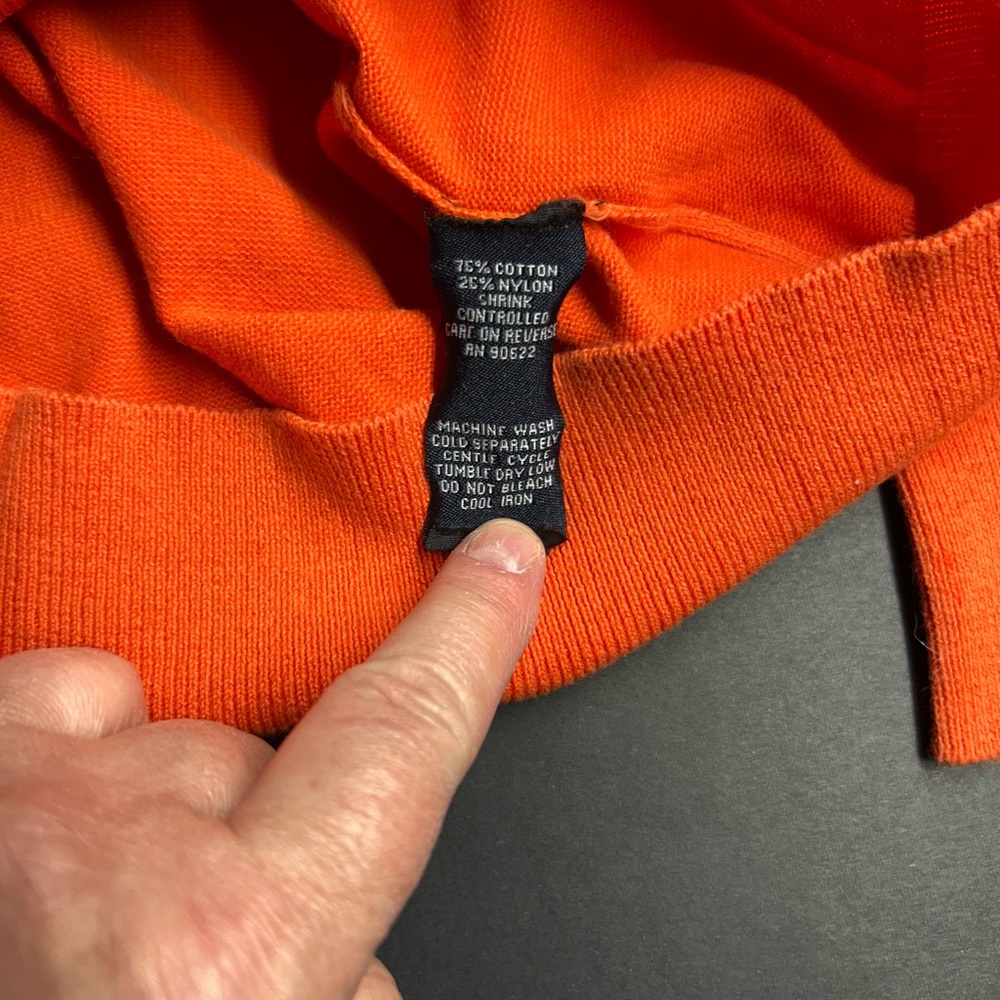 Vibrant Orange V-Neck Sweater for Men, Small, VA Cavaliers Logo - Picture 2 of 3